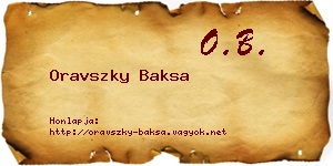 Oravszky Baksa névjegykártya